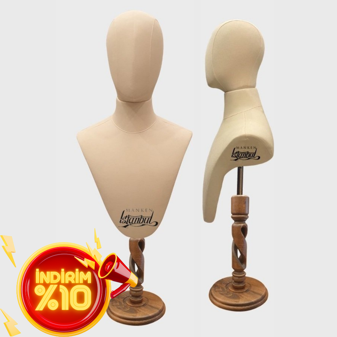 Erkek kumaş kafalı gömlek ve aksesuar mankeni