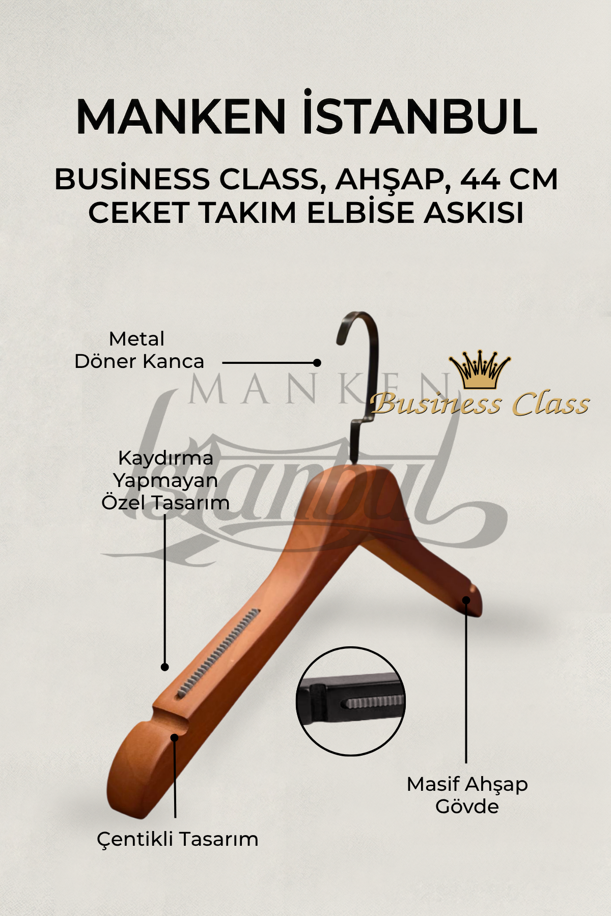 44 Cm - 10 - Adet Masif Ahşap Takım Palto Askısı Ceket Askısı