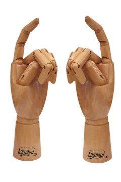 Ahşap Cilalı Sol ve Sağ Erkek El  30 cm-Eskiz El Mankeni