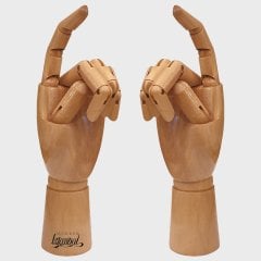 Ahşap Cilalı Sol ve Sağ Erkek El  30 cm-Eskiz El Mankeni