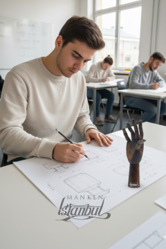 Ahşap Ceviz Sol ve Sağ Erkek El  30 cm-Eskiz El Mankeni