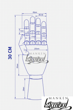 Ahşap Ceviz Sol ve Sağ Erkek El  30 cm-Eskiz El Mankeni