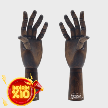 Ahşap Ceviz Sol ve Sağ Erkek El  30 cm-Eskiz El Mankeni