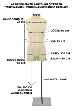 Pantolon Giyebilen 48 Beden Erkek Vitrin Terzi Mankeni