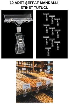 10 Adet Şeffaf Mandallı (360 Derece Hareket Edebilir Dönebilir 10 Cm Yükseklik)