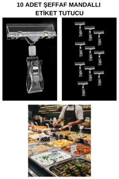 10 Adet Şeffaf Mandallı (360 Derece Hareket Edebilir Dönebilir 10 Cm Yükseklik)