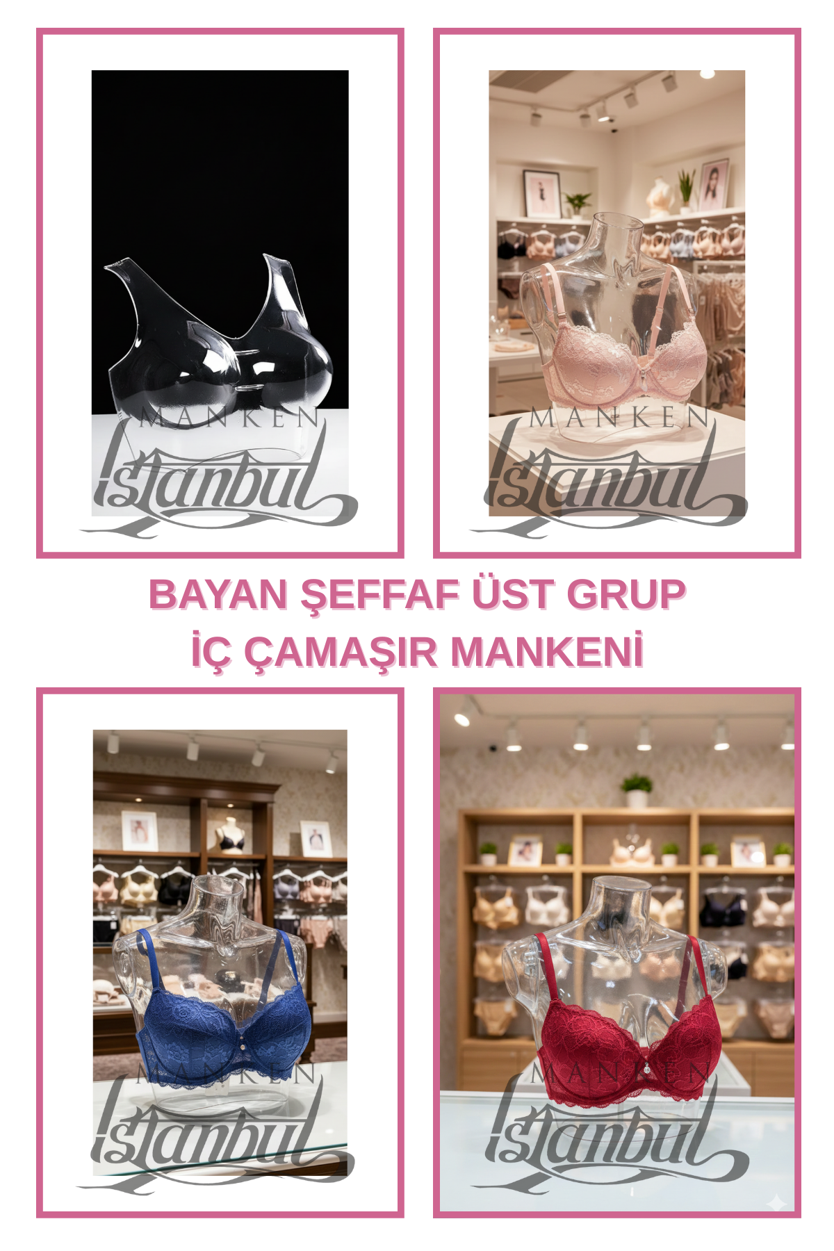 Sutyen Sergileme Mankeni - Vitrin İçin Şeffaf Gövde Mankeni