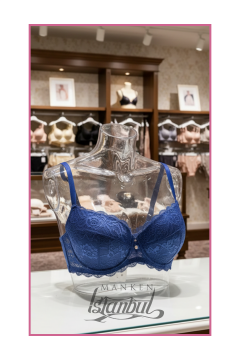 Sutyen Sergileme Mankeni - Vitrin İçin Şeffaf Gövde Mankeni