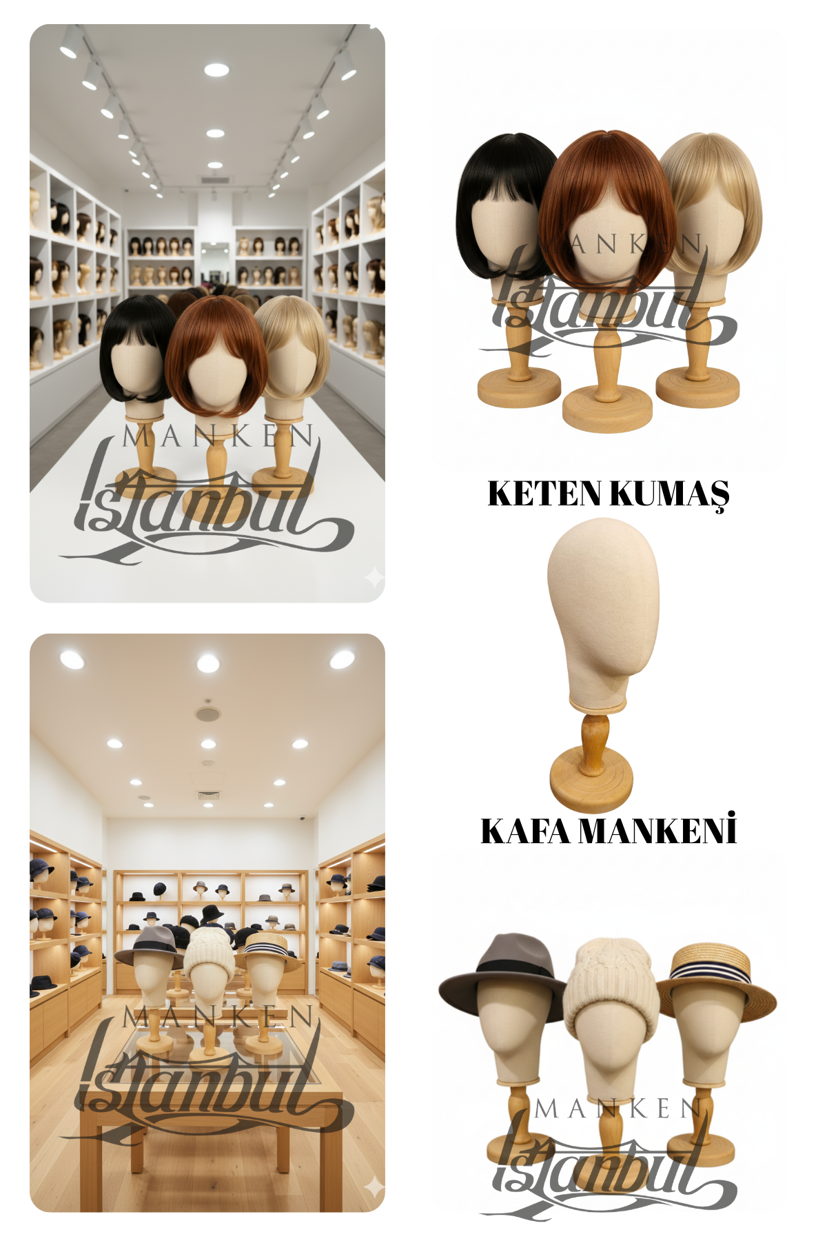 Bayan kumaş kaplı kafa mankeni-Aksesuar Mankeni