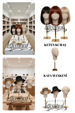 Özel Gold Standlı Kafa Mankeni Peruk Mankeni Aksesuar Mankeni