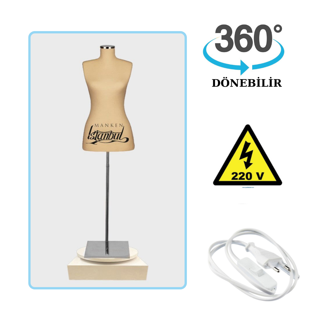 Döner Standlı Bayan Terzi Mankeni Vitrin Mankeni
