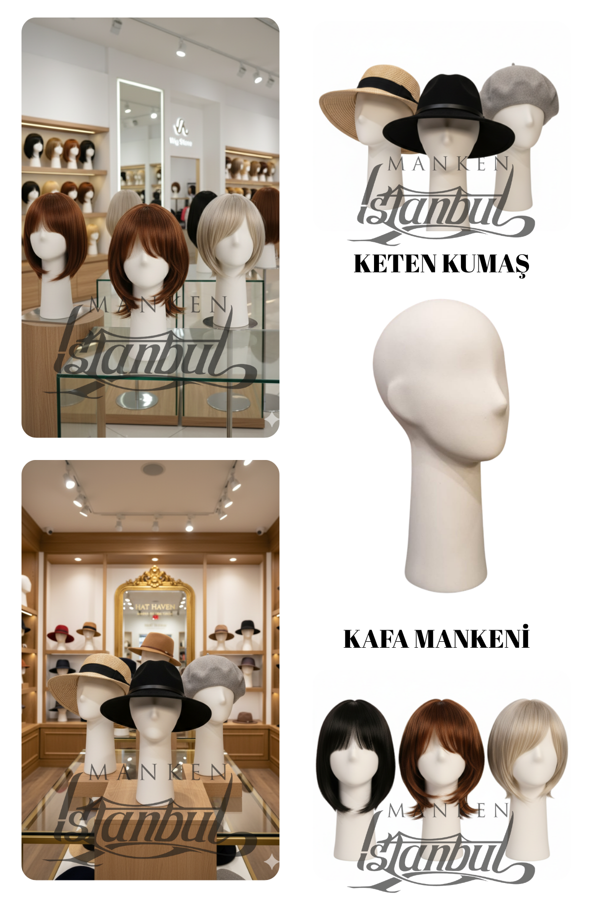 Beyaz Renk Bayan Polyester Kafa Mankeni