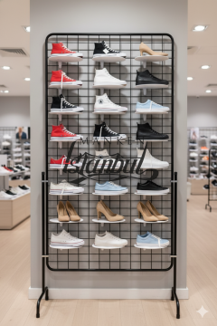 Beyaz Tel Panoya Geçme Plastik Ayakkabı Standı