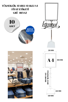 Gri Beyaz Renk A4 Ayaklı Etiketlik Fiyat Etiketi Sepet Etiketi
