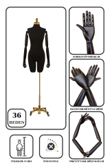 Lüks Gold Ayaklı Pantolon Giyebilen Kollu Terzi Mankeni