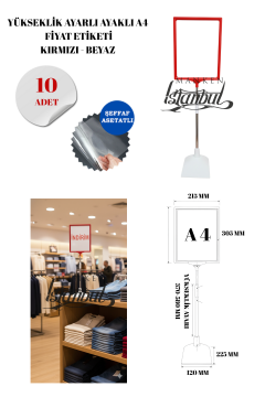 Kırmızı Beyaz Renk A4 Ayaklı Etiketlik Fiyat Etiketi