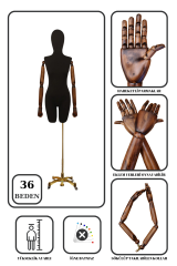 Lüks Gold Ayaklı Pantolon Giyebilen Kollu Terzi Mankeni