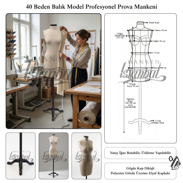 Döküm Ayaklı Fransız Göğüs Kuplu Profesyonel Prova Mankeni