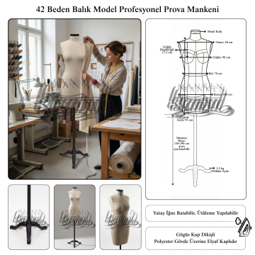 Döküm Ayaklı Fransız Göğüs Kuplu Profesyonel Prova Mankeni