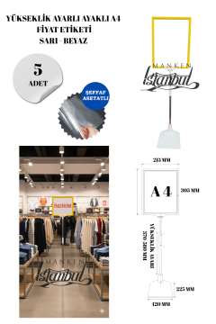 Sarı Beyaz Renk A4 Ayaklı Etiketlik Fiyat Etiketi