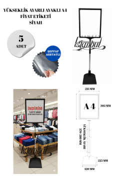 Siyah Renk A4 Ayaklı Etiketlik Fiyat Etiketi Sepet Etiketi