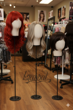 Delüks Yükseklik Ayarlanabilir Kumaş Kafa Mankeni