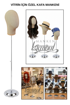 Delüks Yükseklik Ayarlanabilir Kumaş Kafa Mankeni