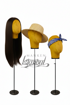 Delüks Yükseklik Ayarlanabilir Kumaş Kafa Mankeni