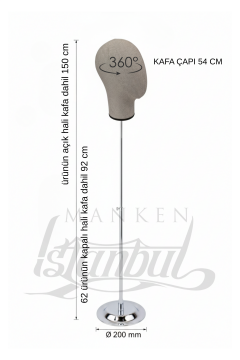 Delüks Yükseklik Ayarlanabilir Kumaş Kafa Mankeni