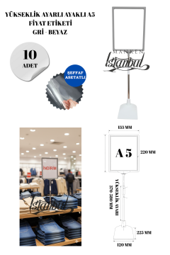 Gri A5 Ayaklı Etiketlik Fiyat Etiketi Sepet Etiketi