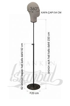 Delüks Yükseklik Ayarlanabilir Kumaş Kafa Mankeni