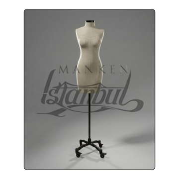 Tekerlekli Ayak Fransız Göğüs Kuplu Profesyonel Prova Mankeni