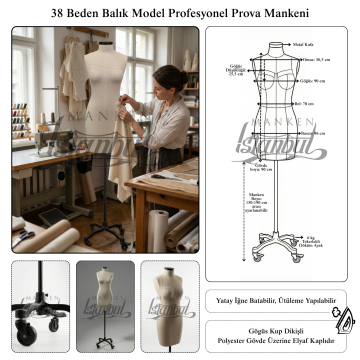 Tekerli Ayak Fransız Göğüs Kuplu Profesyonel Prova Mankeni