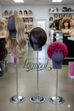 Delüks Yükseklik Ayarlanabilir Kumaş Kafa Mankeni