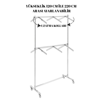 12 Adet Askılı Tekerlekli Yüksek Kalite Metal Orta Stand