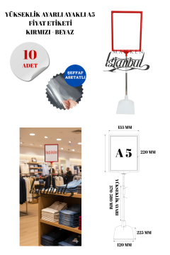 Kırmızı A5 Ayaklı Etiketlik Fiyat Etiketi Sepet Etiketi