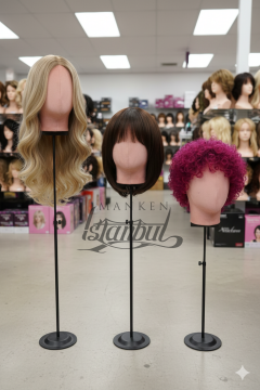 Delüks Yükseklik Ayarlanabilir Kumaş Kafa Mankeni