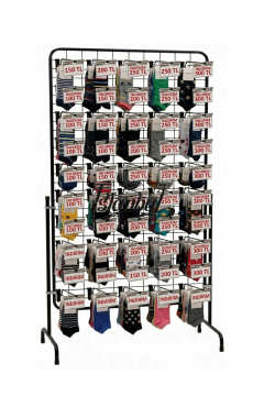 90 x 190 Cm Tel Pano Standı - 50 Adet Etiketli Askı Çubuklu Etiketli Tel Pano Kancalı Ürün Standı