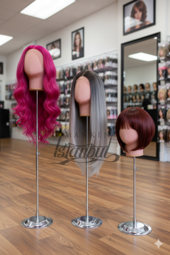 Delüks Yükseklik Ayarlanabilir Kumaş Kafa Mankeni