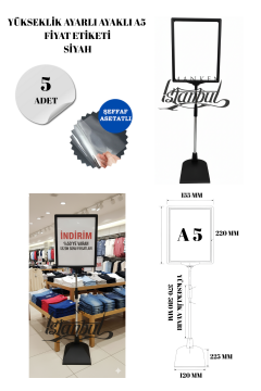 Siyah A5 Ayaklı Etiketlik Fiyat Etiketi Sepet Etiketi