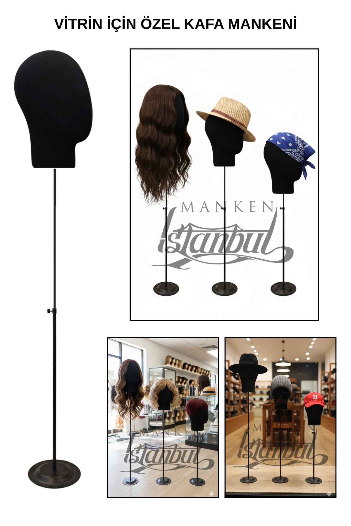 Delüks Yükseklik Ayarlanabilir Kumaş Kafa Mankeni