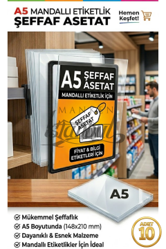 10 Adet A4/A5/A6 Şeffaf Asetat - Fiyat Etiketi İç Cep - Asetat Kağıdı Pvc