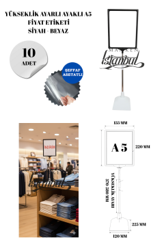 Siyah Beyaz A5 Ayaklı Etiketlik Fiyat Etiketi Sepet Etiketi