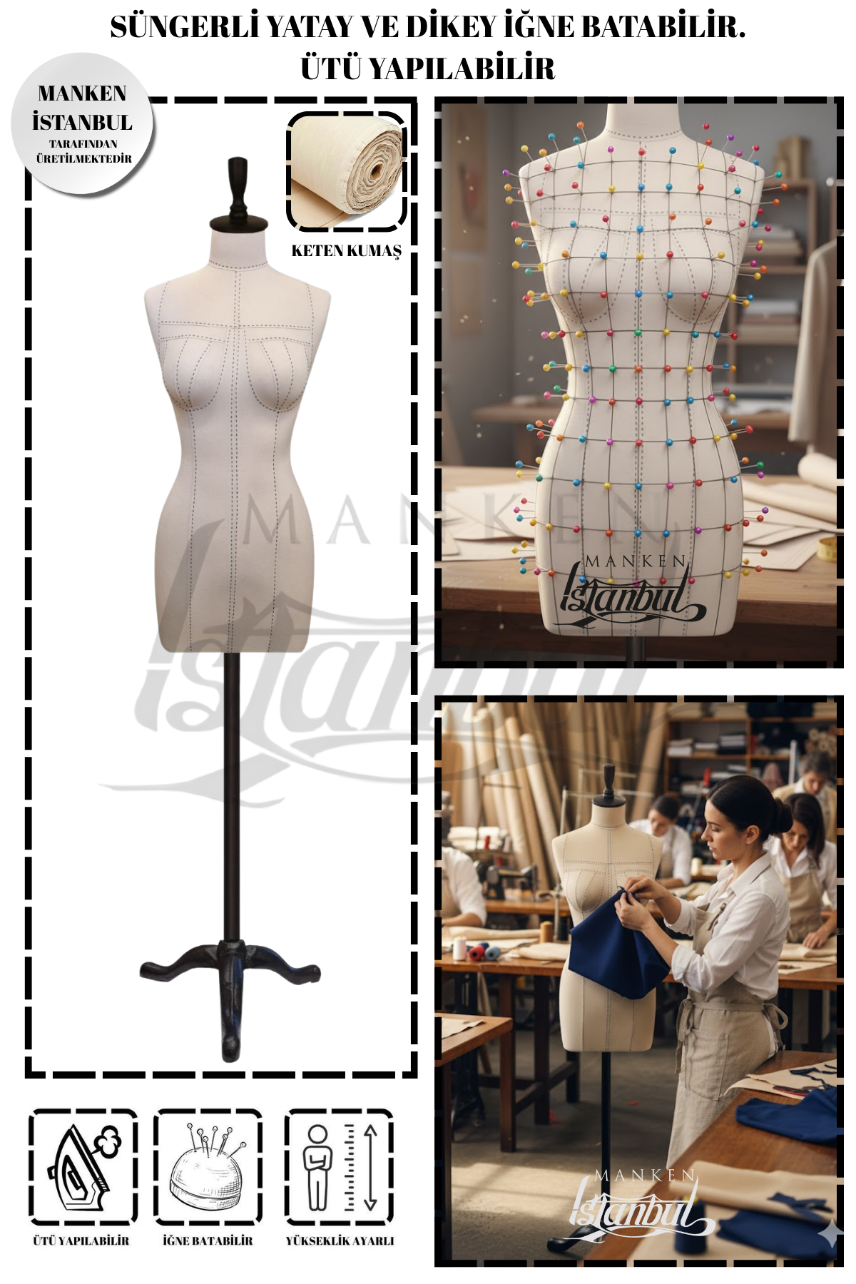 Profesyonel Balık 38 Süngerli Terzi Mankeni Prova Mankeni