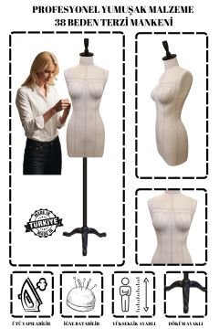 Profesyonel Balık 38 Beden İğne Batabilen Terzi Mankeni Prova Mankeni