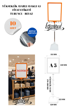 Turuncu  A5 Ayaklı Etiketlik Fiyat Etiketi Sepet Etiketi