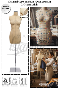 Profesyonel Balık 38 Beden İğne Batabilen Terzi Mankeni Prova Mankeni