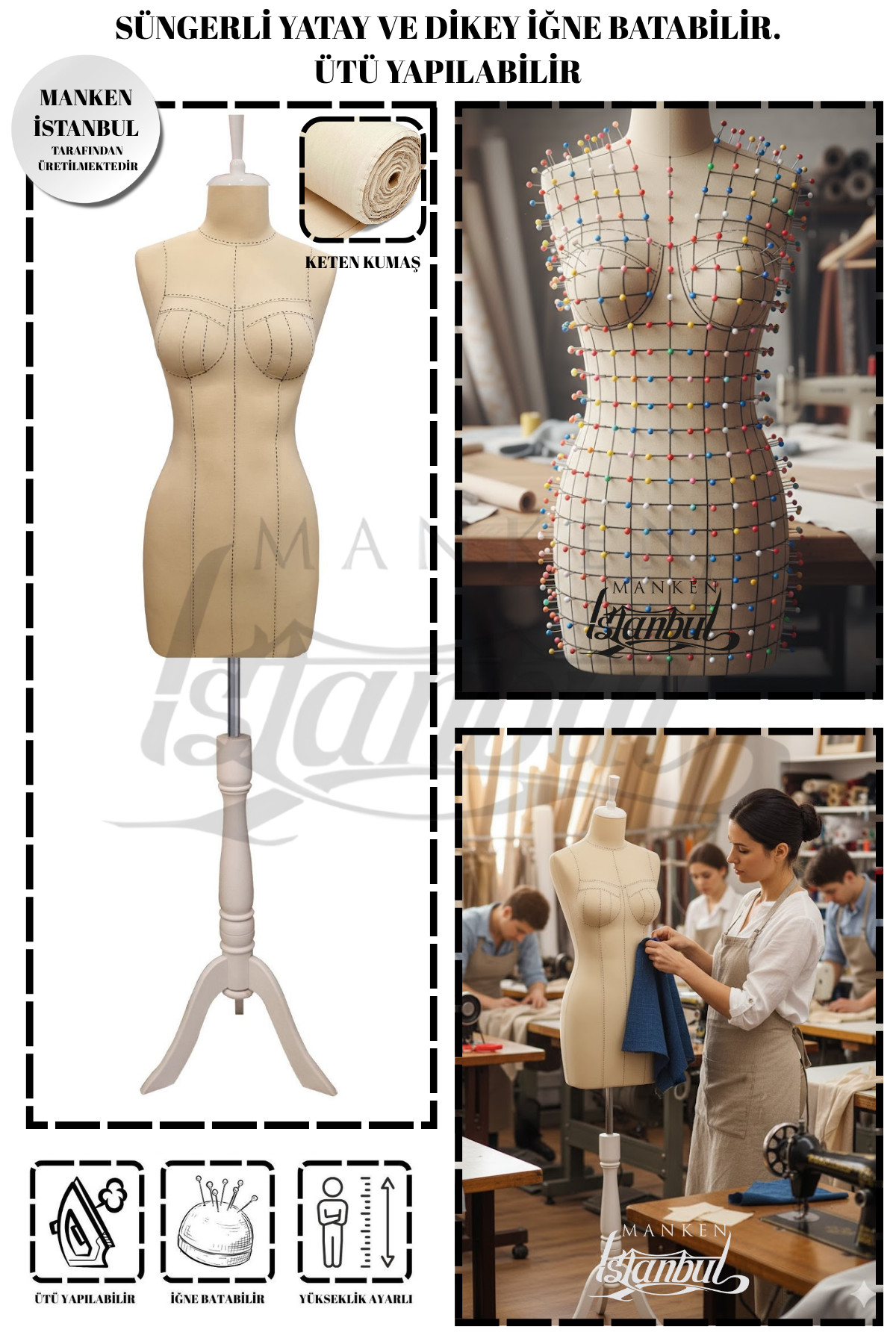 Profesyonel Balık 38 Süngerli Terzi Mankeni Prova Mankeni