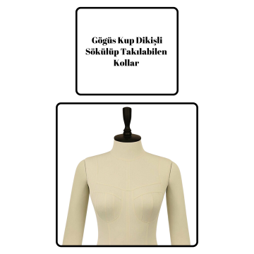 Tekerlekli döküm ayaklı Bayan profesyonel kollu prova mankeni