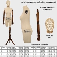 Ahşap Kollu Pantolon Giyebilen Tel Kafa Terzi Mankeni Vitrin Mankeni